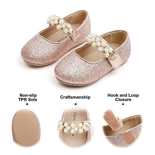Image of Felix & Flora Toddler Flower Girl Dress Shoes - Girl Ballet Flats Party School Shoes Wedding
