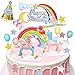 Décoration Gâteau Licorne, Decoration Gateau Anniversaire Fille, Decoration Licorne Gateau, Happy Birthday Arc-en-Ciel Nuage Ballon Étoiles Licorne pour Fille Enfant Femme Décoration Anniversaire