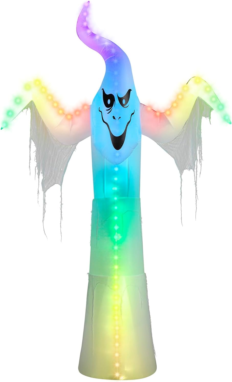 GEMMY AIRBLOWN® Inflatable – THE Original Blow UP Holiday Decor 12 FT Ghost Halloween Inflatables Outdoor Decoration, Rainblow Ghost Blow Up with LEDs for Indoor/Outdoor Halloween Yard Decoration