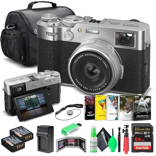Image of FUJIFILM X100VI Digital Camera (Silver) (16821822) + 64GB Card + Card Reader + NP-W126 Battery + Charger + Photo Software + Carry Case + Flex Tripod + Memory Card Wallet + Cleaning Kit + Cap Keeper