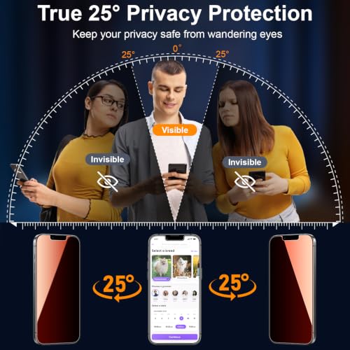 Image of Esanik 2-Pack for iPhone 17e /16e /14 /13 Pro /13 Sunset Color Privacy Screen Protector - Gradient Purple Anti-Spy Tempered Glass, Anti-Blue Light, Pink Military-Grade 9H Hardness,Shatterproof, Flawless Fit Tray