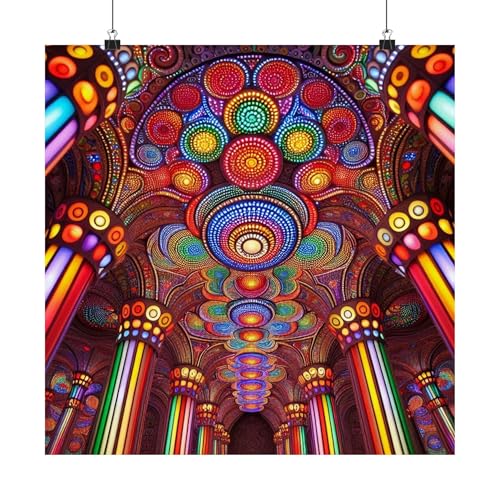 Vividly Multicolored LED Light Tubes Matte Poster 18x18 inch Made in USA