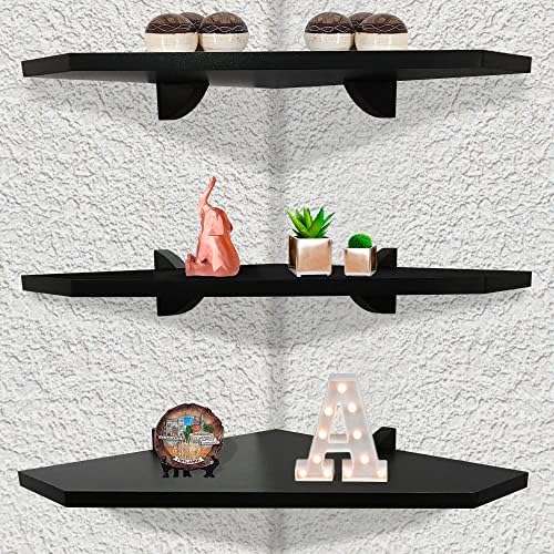 Kit 03 Prateleira De Parede De Canto Organizadora P/Quarto Sala C...