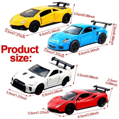Image of PLUSPOINT Diecast Metal Toy car Set Pack of 4 Pull Back Racers Alloy Die Cast Racing Cars for Kids High Speed Metal Toy Car Play Set for Children Best Gifts Toys for Boys