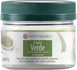 PHYTOTERAPICA- Argila Verde -Aromaterapia -Máscara facial e corporal - Para uma pele equilibrada e livre de impurezas, indicada para cuidados com a pele e cabelos, ajuda a controlar a oleosidade -200g