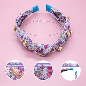 FROG SAC Floral Knot Headband for Girls, Pearl Stud Knotted Headbands for Kids, Flower Studded Hair Band Accessories for Children, Cute Comfortable Back to School Hairband FROG SAC Floral Knot Headband for Girls Pearl Stud Knotted Headbands for Kids Flower Studded Hair Band Accessories for Children Cute Comfortable Back to School Hairband