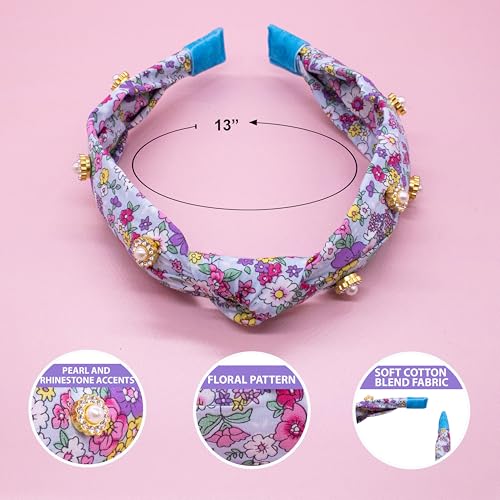 FROG-SAC-Floral-Knot-Headband-for-Girls-Pearl-Stud-Knotted-Headbands-for-Kids-Flower-Studded-Hair-Band-Accessories-for-Children-Cute-Comfortable-Back-to-School-Hairband FROG SAC Floral Knot Headband for Girls Pearl Stud Knotted Headbands for Kids Flower Studded Hair Band Accessories for Children Cute Comfortable Back to School Hairband