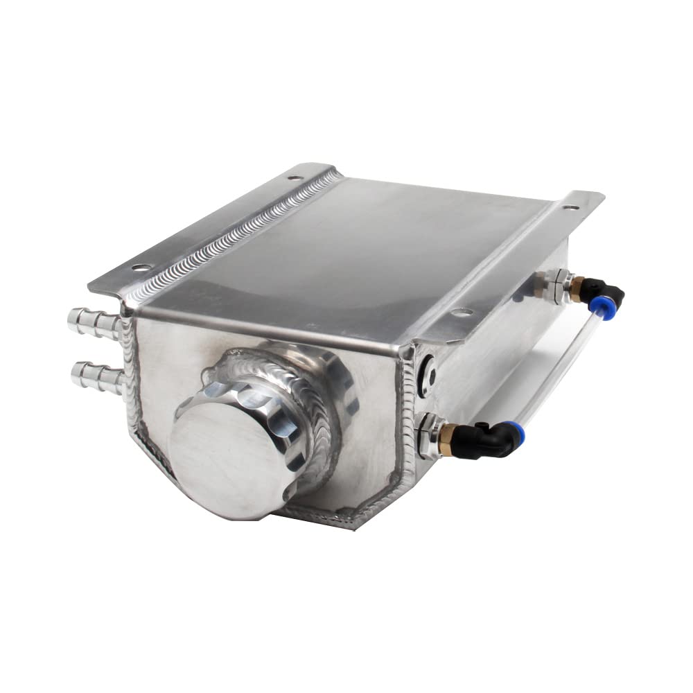 Universal - Serbatoio di troppopieno liquido di raffreddamento per radiatore 2 L, serbatoio di troppopieno liquido di raffreddamento in alluminio lucido 2 L
