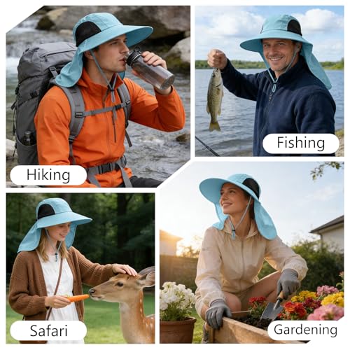 Image of Sun Hat for Men Women with Neck Flap,UPF 50+ UV Protection Fishing Hat