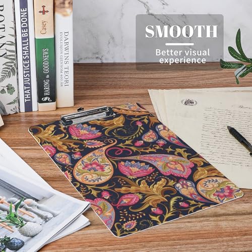 Planchette à pince A4 orange robuste avec motif paisley élégant