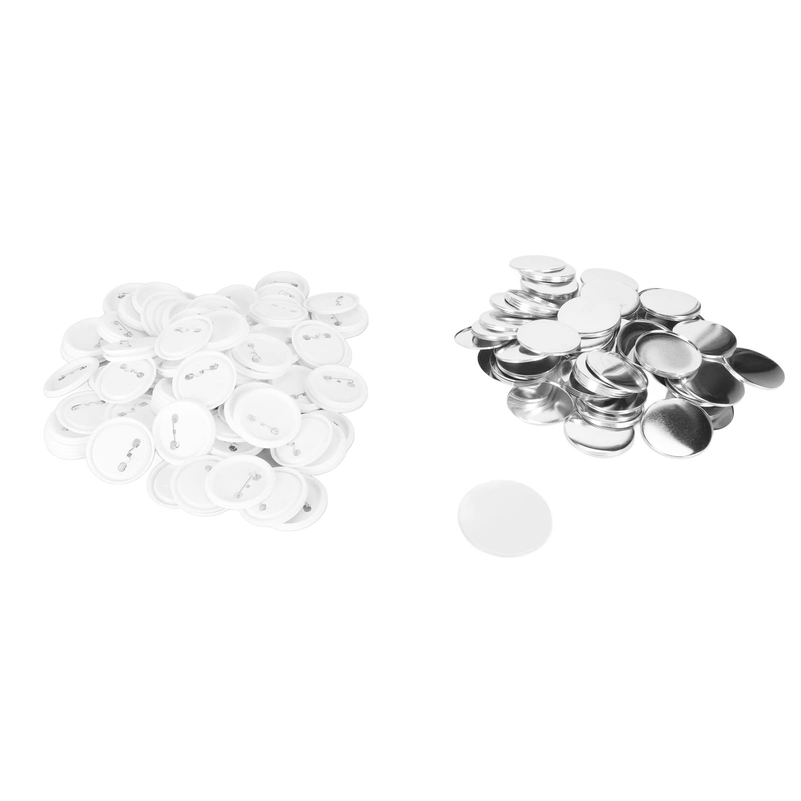 Boutons vierges 58mm en fer blanc et plastique pour machine à badge, lot de 100