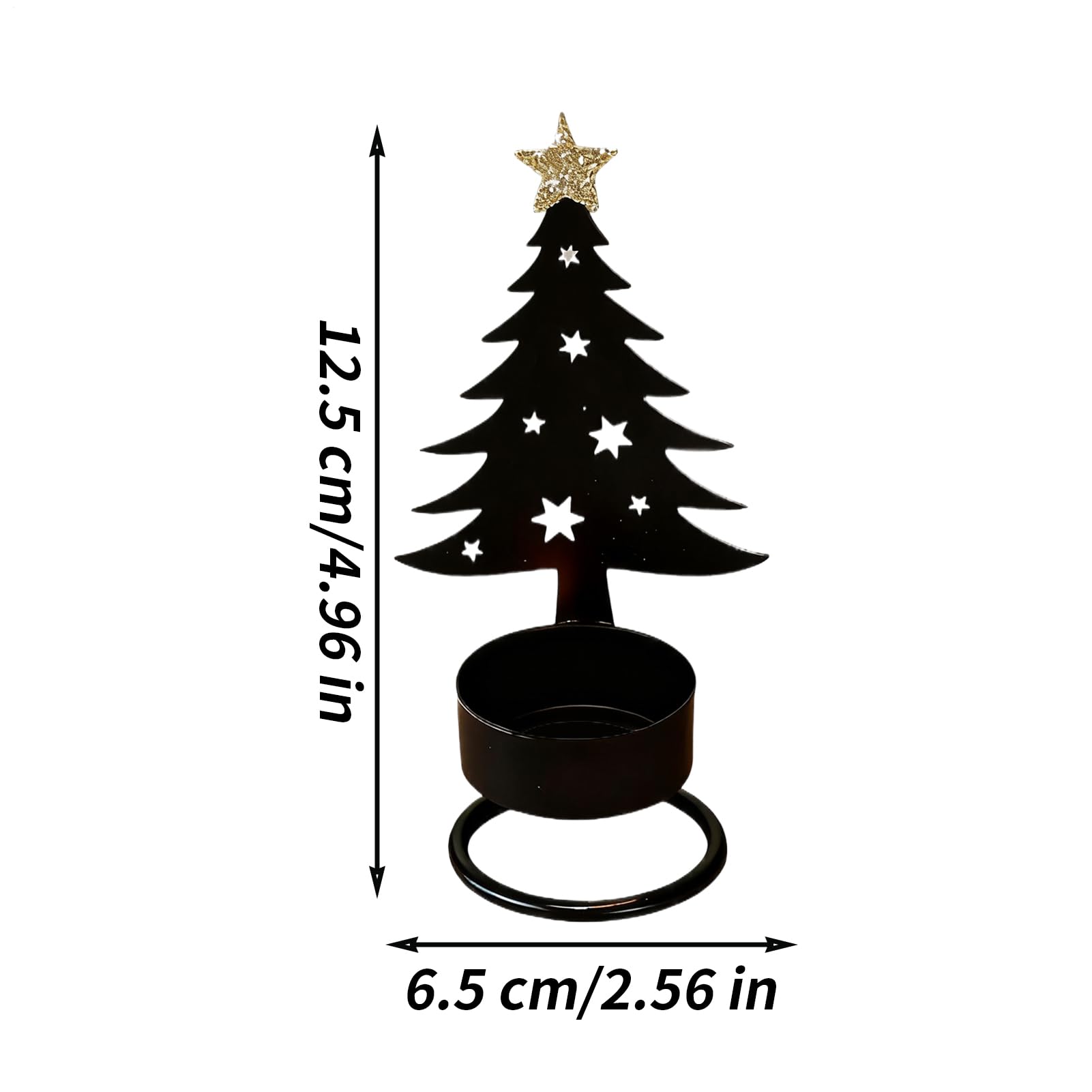 Soporte Para Velas Decorativo - Diseño De árbol De Navidad, Hierro, 12.6x6.5x8 Cm, Para Mesas O Chimenea