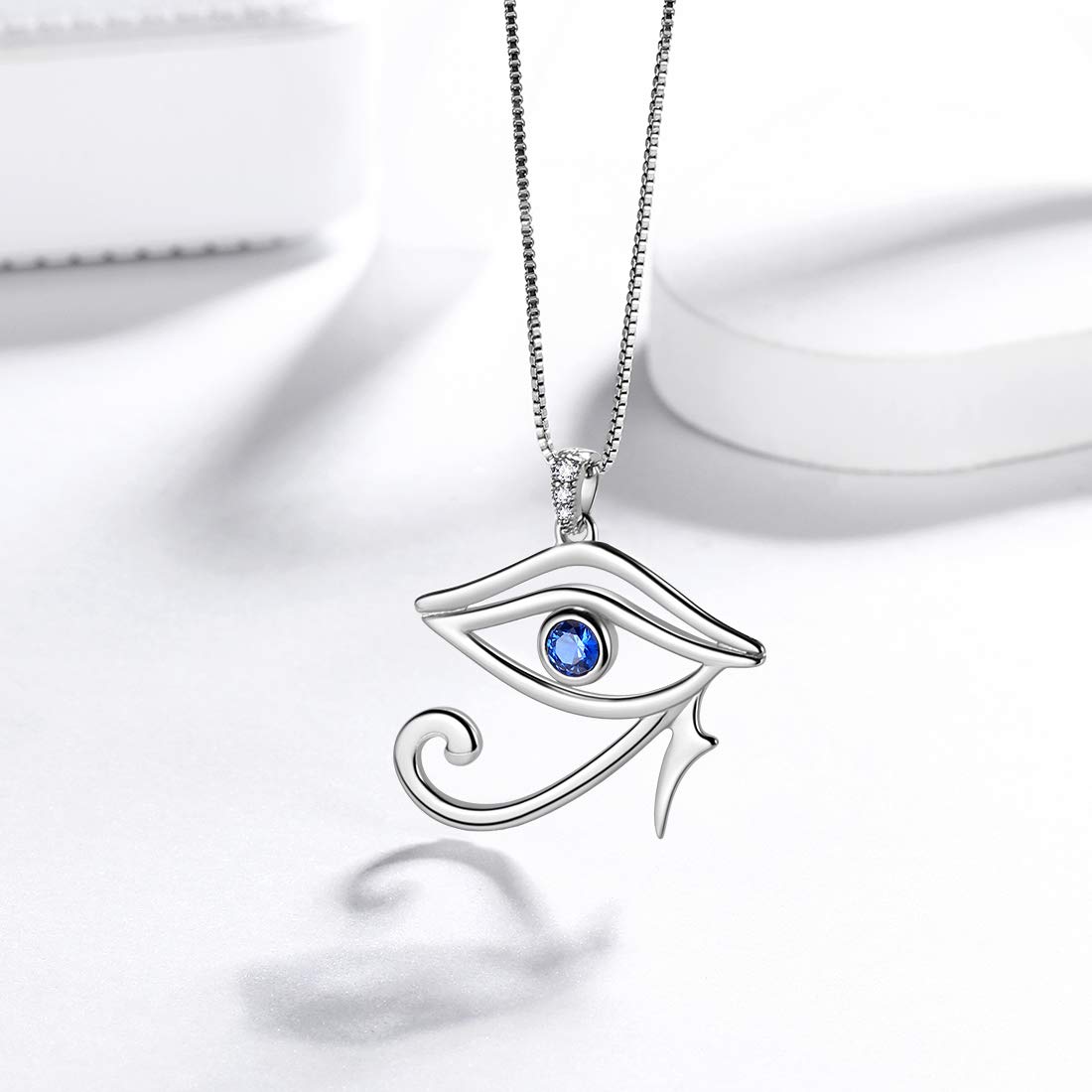 Aurora Tears Collane con occhio egiziano di Horus, orecchini a perno, set di gioielli in argento sterling 925, con ciondolo a forma di occhio malocchio, orecchini
