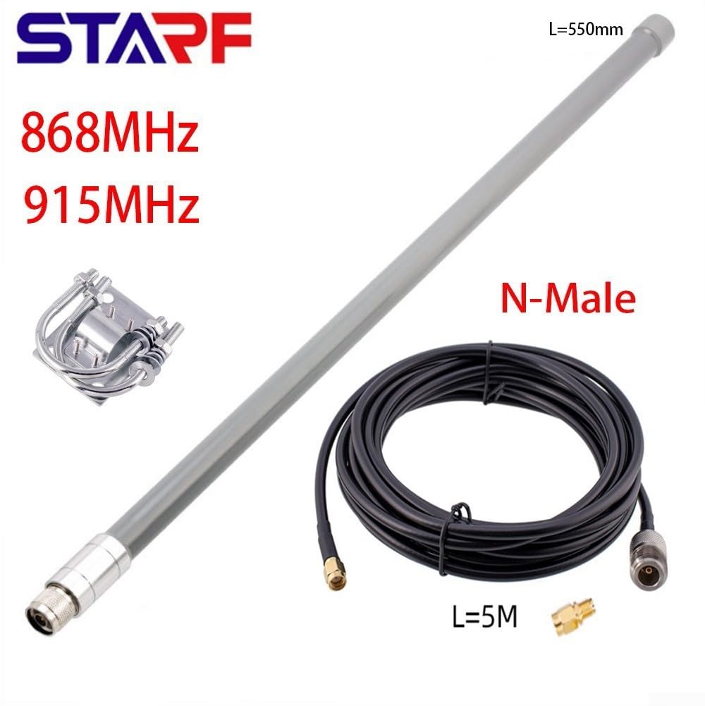 Per STARF 12dBi per antenna omni in fibra di vetro, 868 MHz 915 MHz per antenna lora con connettore N-maschio, resistente alle intemperie per uso esterno (kit antenna)