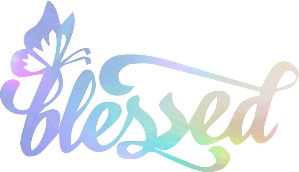 Transparent Decal Stickers of Butterfly Blessed Christians (Hologram) Premium Waterproof Vinyl Decal Stickers for Laptop Phone Accessory Helmet Car Window Mug Tuber Cup Door Wall Deco ANDauto501342HO