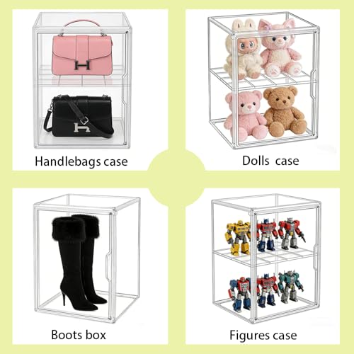 Image of X-Large Stackable Clear Acrylic Display Case & Box with Lid, Storage Bin for Collectibles, Toys, Makeup, Shoes