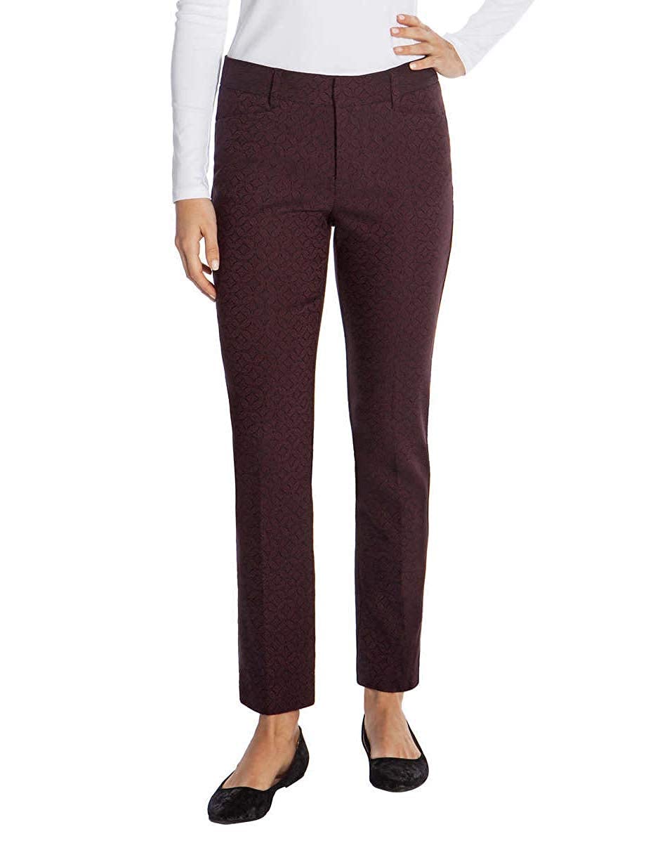 Mario Serrani Ladies Jacquard Comfort Stretch Fabric Tummy Control Pant Variety SZ Wine Black 14x30