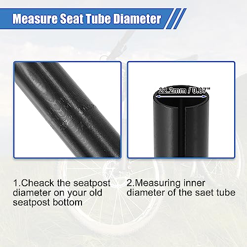 X AUTOHAUX 2 Pcs 22.2mm to 25.4mm Bike Seat Post Tube Adapter Reducing Sleeve, Black - Image 4