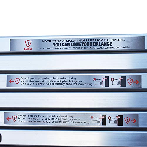 findmall Aluminum Telescopic Extension Ladder Folding Step One-Button Inward Sliding Retraction 10.5FT / 3.2M 12.5FT / 3.8M 14.5FT / 4.4M Multi-Use Non-Slip (12.5FT / 3.8M)