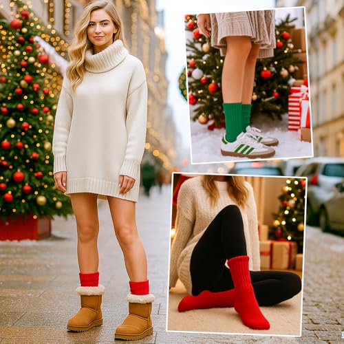 Image of HONGTEYA Slouchy Crew Socks For Women,Scrunch Cotton Cozy Workout Socks