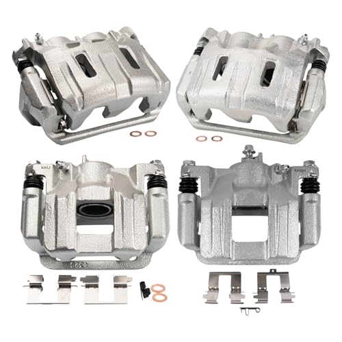 Image of TRQ Front and Rear Brake Caliper Set Caliper Brackets Hardware Compatible with 2011-2017 Honda Odyssey