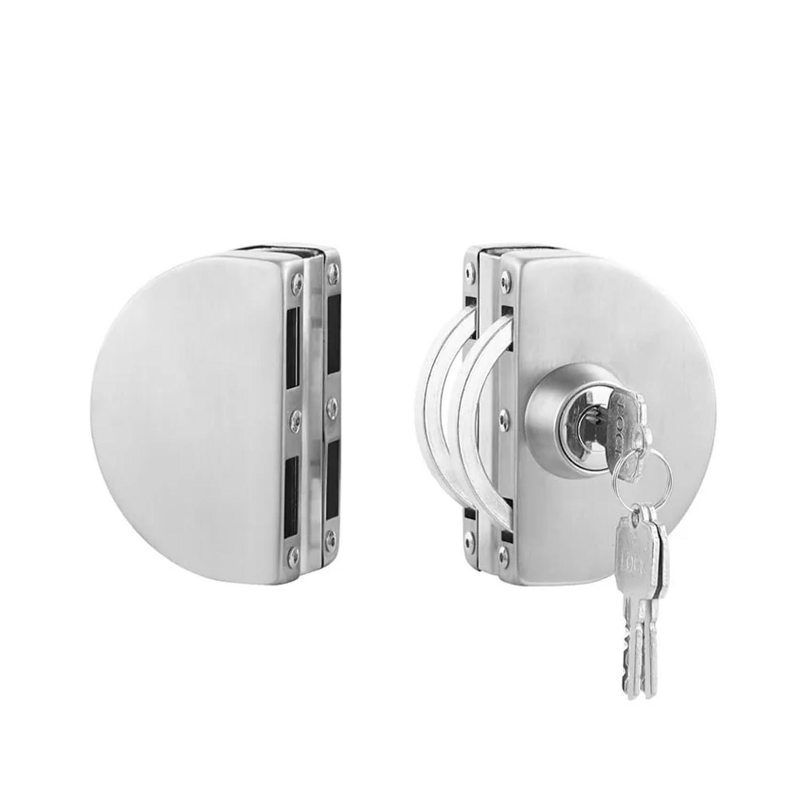 Cerradura Cristal Pestillo de cerradura puerta vidrio acero inoxidable con llave for simple o doble, sin marco fácil instalar(Small-double)