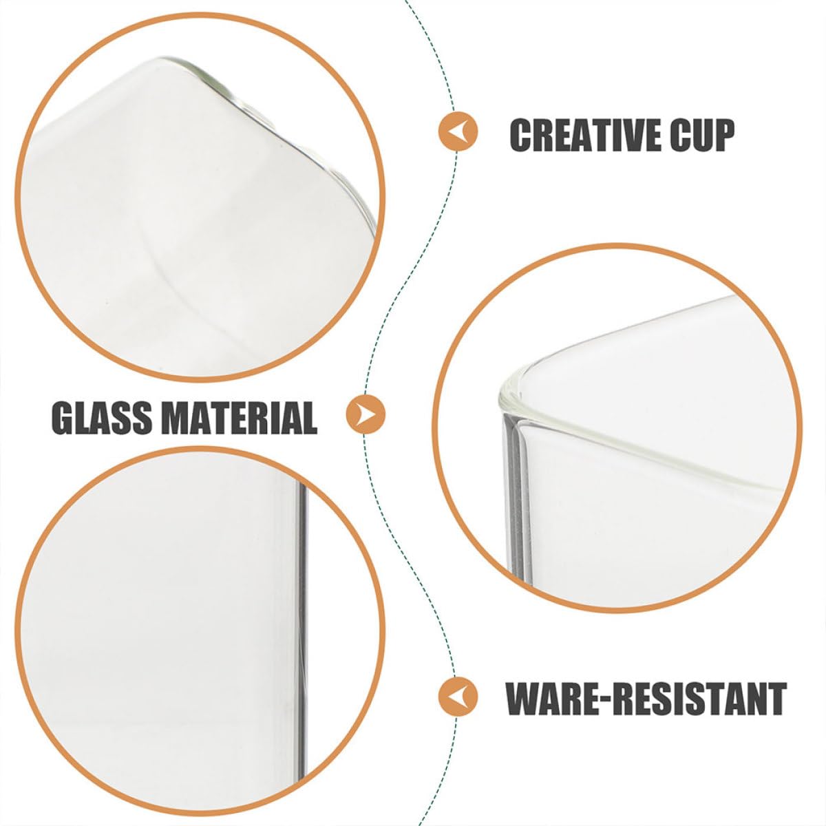 DECHOUS Design Elegante Set di 6 Bicchieri in Vetro Quadrati da 250ml e Versatili Resistenti al Calore per Tè, Bevande e Eventi Formali per Casa e Regali