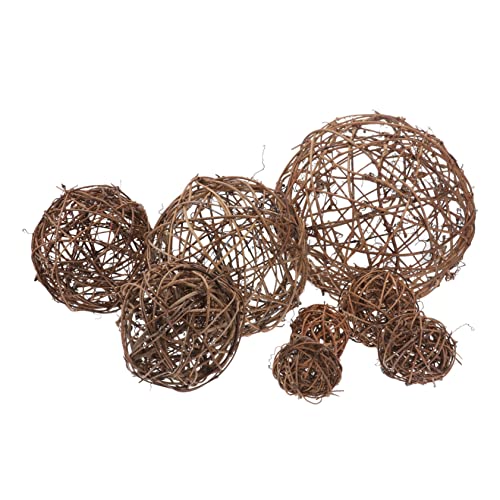Beatifufu 8pcs Natural Vine Balls Decorative Outdoor Rattan Woven Balls for DIY Party Decorations