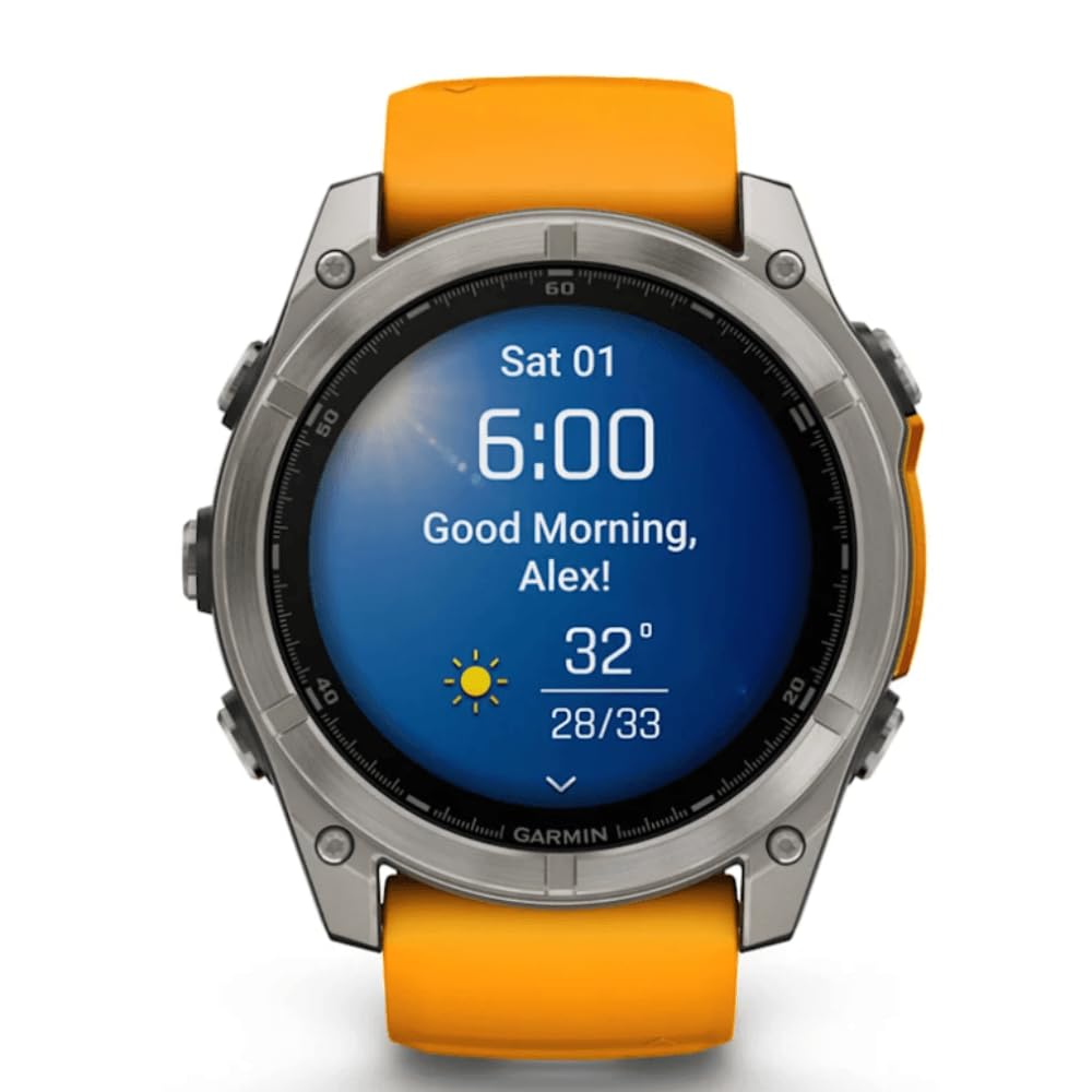 Garmin Fenix 8-51 MM, AMOLED, titanio zaffiro con cinturino in silicone SPARKORANGE/grafite