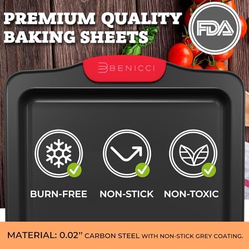 Premium Non-Stick Baking Sheets Set of 3 - Deluxe BPA Free, Easy to Clean Racks w/Silicone Handles - Bakeware Pans for Cooking Baking Roasting - Lets You Bake The Perfect Cookie or Pastry Every Time - Thumbnail 4