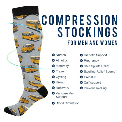 Image of Pigsaly Womens Compression Socks Yellow Stars Funny Brown Capybara Knee High Socks Athletic Tube Sock Outdoor Sport Socks