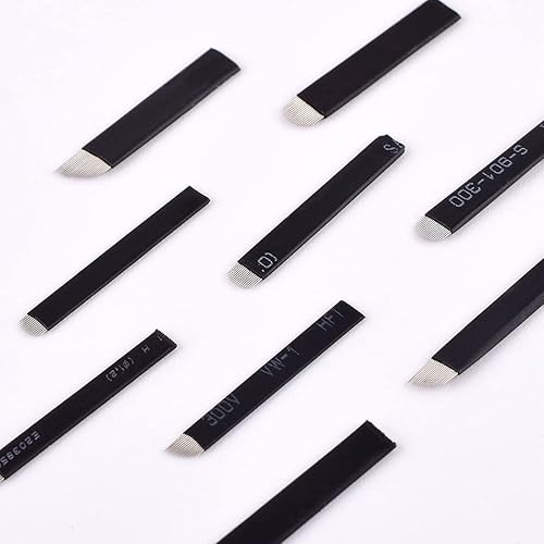 Miniatura 8 de XIAOYU Agujas de tatuaje de cejas, 50 agujas desechables Microblading para cuchillas de maquillaje manuales de tatuaje de cejas, F14