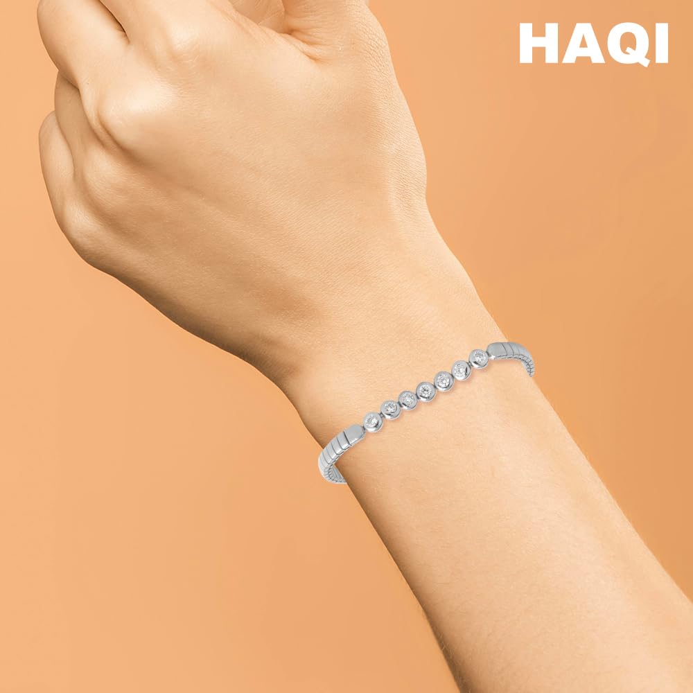 HAQI Magnetarmband für Damen Edelstahl Elastisches Armband Energie Magnetfeldtherapie Arthritis Schmuck Dehnbar
