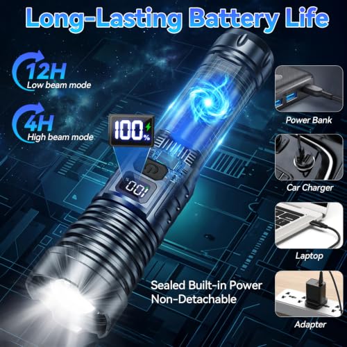 Rechargeable Flashlights High Lumens 2 Pack, Super Bright LED Flash Light - Image 4