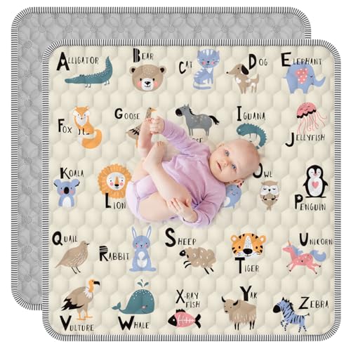 Image of Ptcide Baby Play Mat 50" X 50", Thickened Soft, Waterproof and Non-Slip Crawling Floor Pad, Machine Washable and Foldable for Floor Playpen