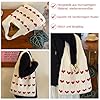 Kozdtiz Gestrickte UmhäNgetasche, 63 x 38 cm Gehäkelte Tragetasche, Tasche Crochet Bag, HerzföRmige Strandtasche, Aesthetic Gehäkelte Tasche Crochet Bag für Arbeit Reisen Schule und Einkaufe Beige #4