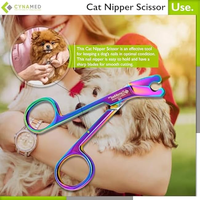 CynaVet Stainless Steel Multicolor Cat Nail Clippers: Safe Trimming of Indoor Cats, Rabbits, Hamsters, Birds - Ideal for at-Home Grooming - Veterinary Instruments Gifts-wgoGRzr7