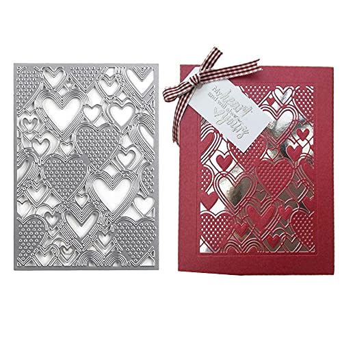 AHTOLS Love Heart Background Frame Cutting Dies,Valentine's Day Love Heart Die Cuts Metal Embossing Stencils Template Mould for Card Scrapbooking and DIY Craft Album Paper Card Decor