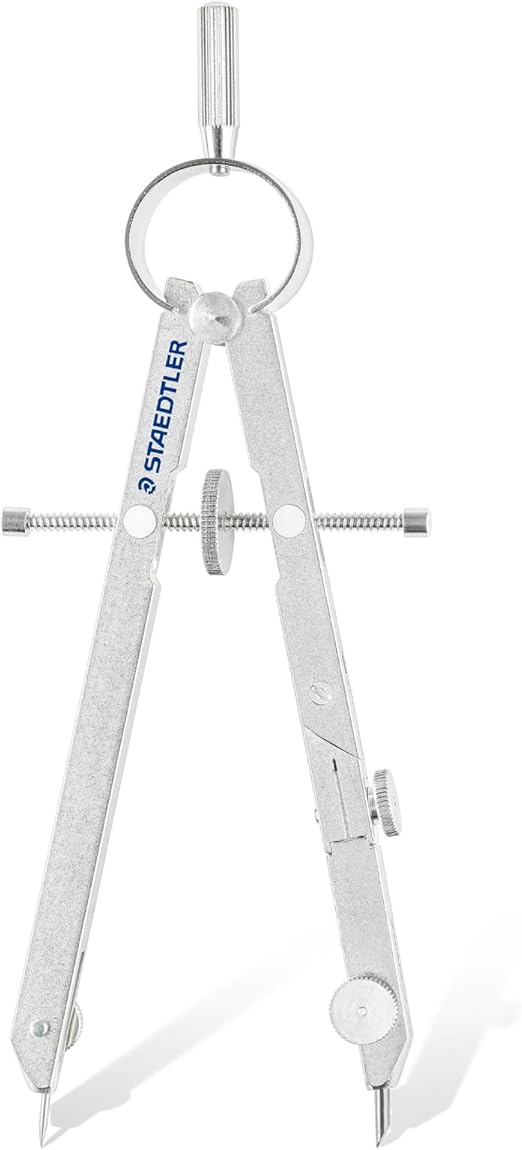 Staedtler Mars Comfort, Professional Drafting, Drawing Compass with Extension Arm, Draws Circles up to 19.5 Inch Diameter, Spring Bow Compass with Center Adjuster Wheel, 551 02
