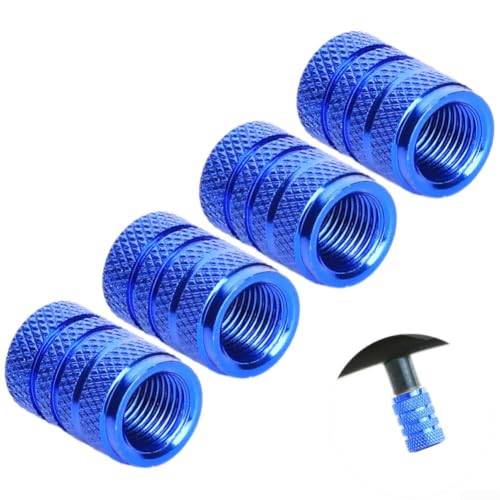 Honseadek Lot de 4 valves légères en aluminium plaqué chrome pour VTT, vélo de route, voiture, housse de tige de roue, anti-poussière et résistante à l'eau, accessoire décoratif automobile (bleu)