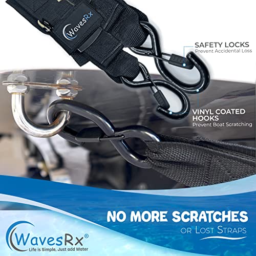 Wavesrx Jet Ski & Pwc Trailer Transom Straps (2Pk) | 24" Marine Tie Downs - Adjustable Via Quick Release Buckle | Must-Have Jet Ski Accessories For Safe And Secure Transportation Of Your Watercraft #TOP3