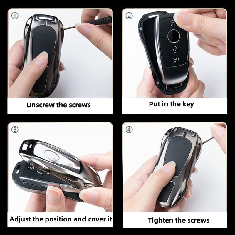 Metal Key Fob Case Cover Protection Keychain Compatible for Mercedes-Benz EQS450 EQE350 S580 C300 C-Class - Image 3