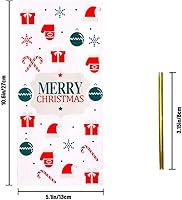 Vista 7 de XIMISHOP 120 bolsas de celofán de Navidad, bolsa de celofán transparente de Navidad con 150 lazos giratorios para recuerdos de fiesta de Navidad