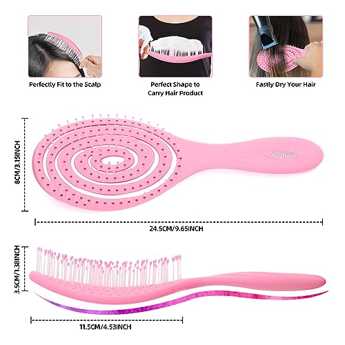 Hair Brush, 2 Pcs Detangling Brush 100% Bio-Friendly Detangler Brush with Soft Bristles for Curly, Straight, Black Natural, Women, Men, Kids Wet and Dry Hair, Glide Through Tangles Knots with Ease - Image 5