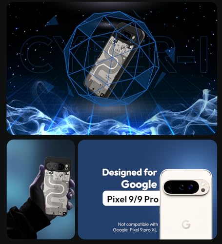 Image of KAPAVER Hybrid Shock Proof Series Back Cover Case Compatible with Google Pixel 9 Pro (PC+TPU) (Cyber-i-Black)