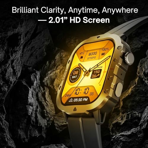 Image of inear INWATCH + 2.01 HD Smartwatch with Bluetooth Calling, Wireless Charging, 100 Hrs Battery, IPX4 Water Resistant, Fitness Tracker, Heart Rate & Sleep Monitor, Silicone Strap, Android iOS Compatible