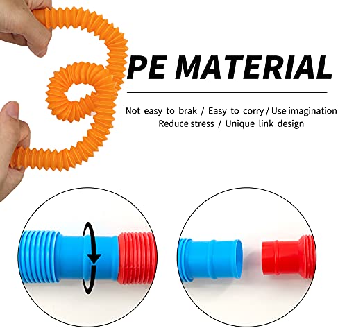 Zayin Mini-Pop-Röhrchen, sensorisches Spielzeug, leuchtendes Pop-Röhrchen, buntes Stretch-Pfeife, pädagogisches Kinderspielzeug, interessantes elastisches sensorisches - (pop Röhrchen*5)