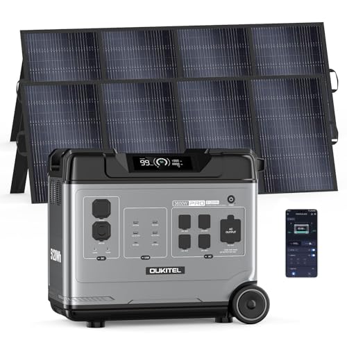 P5000 Pro 5120Wh Super Large Capacity Portable Power Station with 2x400W Solar Panel, 5x3600W AC Outlets (6000W Peak), 1800W Fast Charging, Solar Generator for Emergency, Power Outage