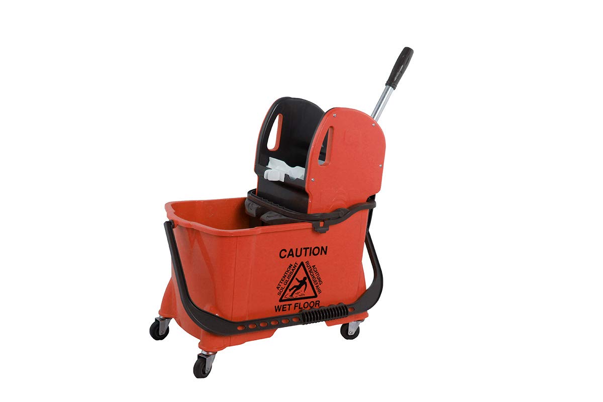 Kit Limpieza Profesional 24L - Carro con Mopas y Limpiadores | Cubo con separador, mopa de microfibra y algodón más 2L de limpiador concentrado para parqué y suelos delicados