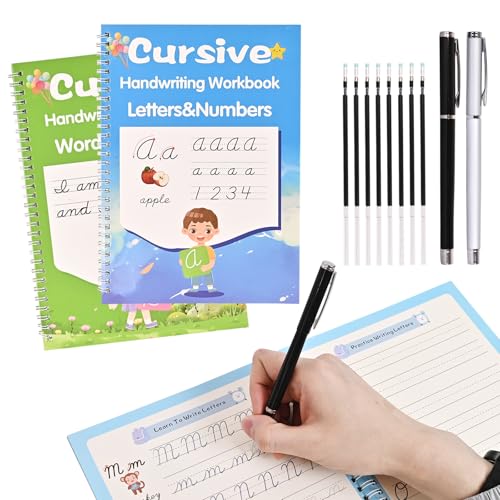AALGO Grooved Cursive Handwriting Workbook,Magic Grooved Writing Practice Cursive for Children and Beginners,Learn Cursive Handwriting With Letters,Words and Sentences